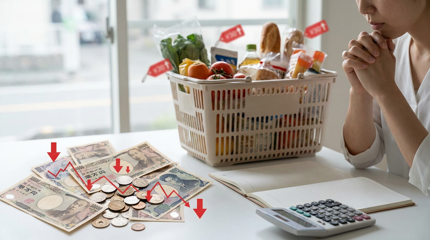 円安と物価高で家計を心配する消費者