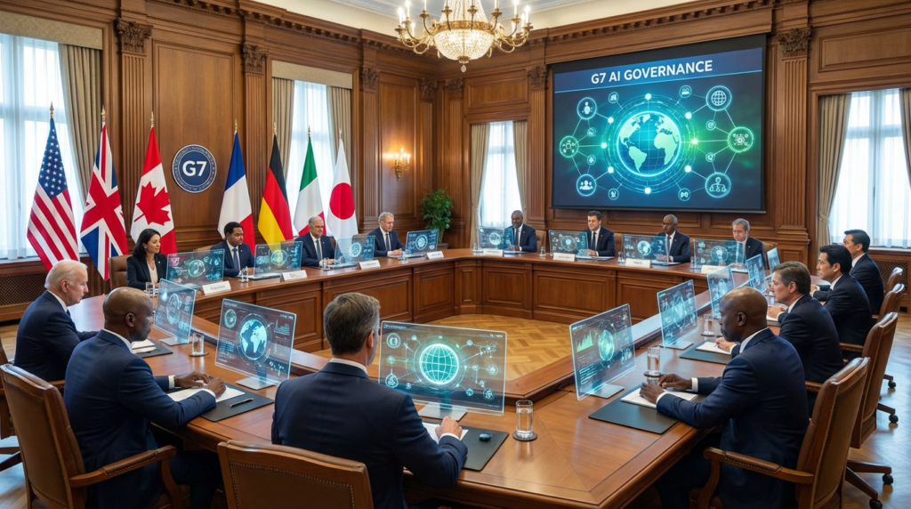 G7でAIガバナンスを議論する国際会議の様子